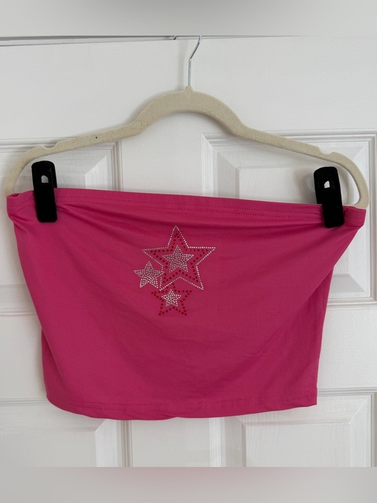 SHEIN Tops - Pink Rhinestone Star Tube Top Strapless Y2K Coquette Size Large